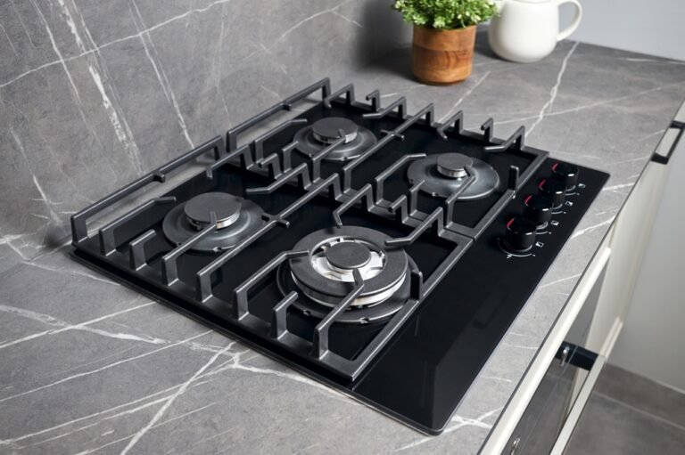 Contemporary,Black,Tempered,Glass,Gas,Stove,Hob,With,Wok,Burner